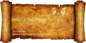 Ház Gábor névjegykártya